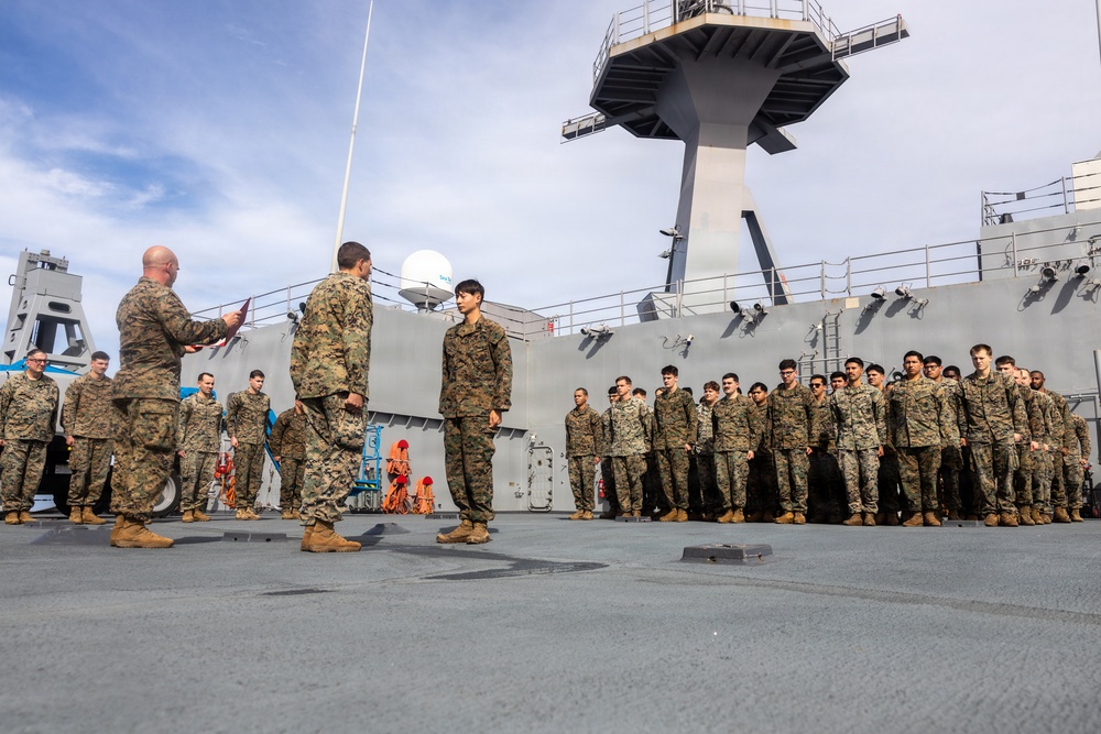 22nd MEU(SOC) | CLB 26 Awards Marine Aboard Fort Lauderdale