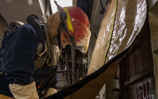 Abraham Lincoln conducts damage control drill