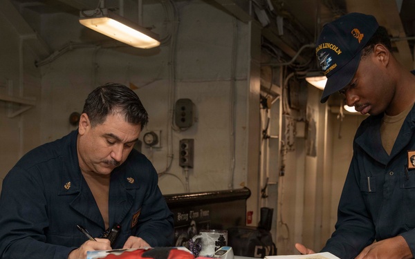 Abraham Lincoln conducts spot checks