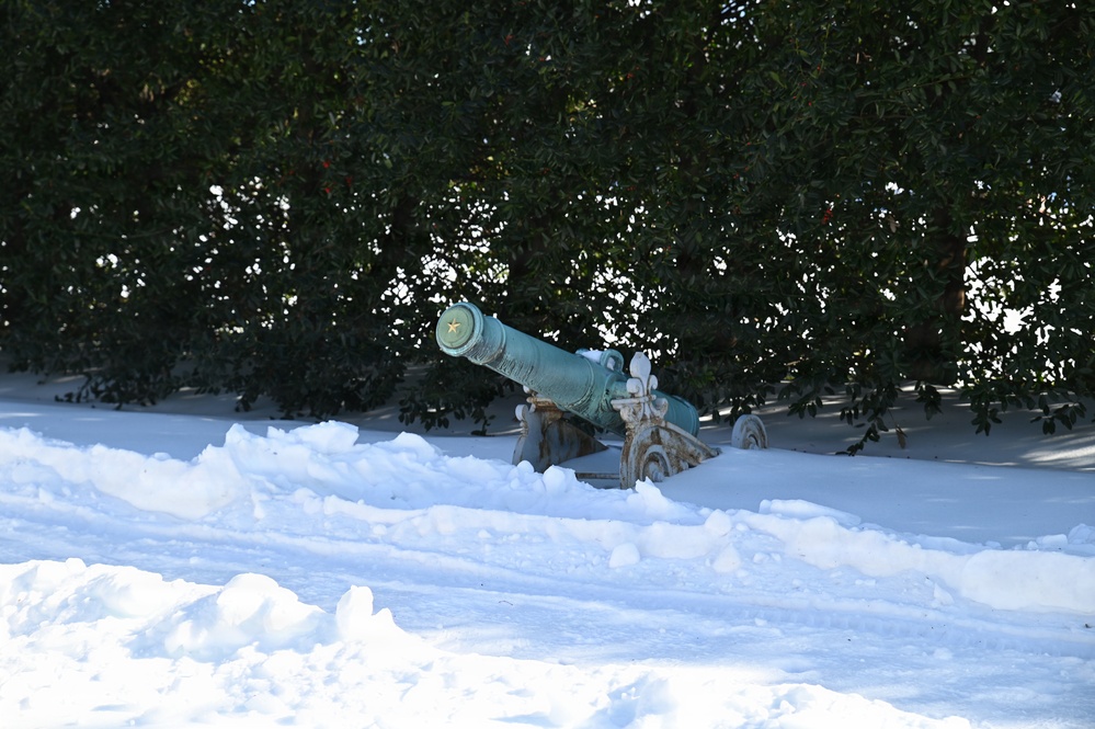 Naval Heritage Displays Buried in Snow