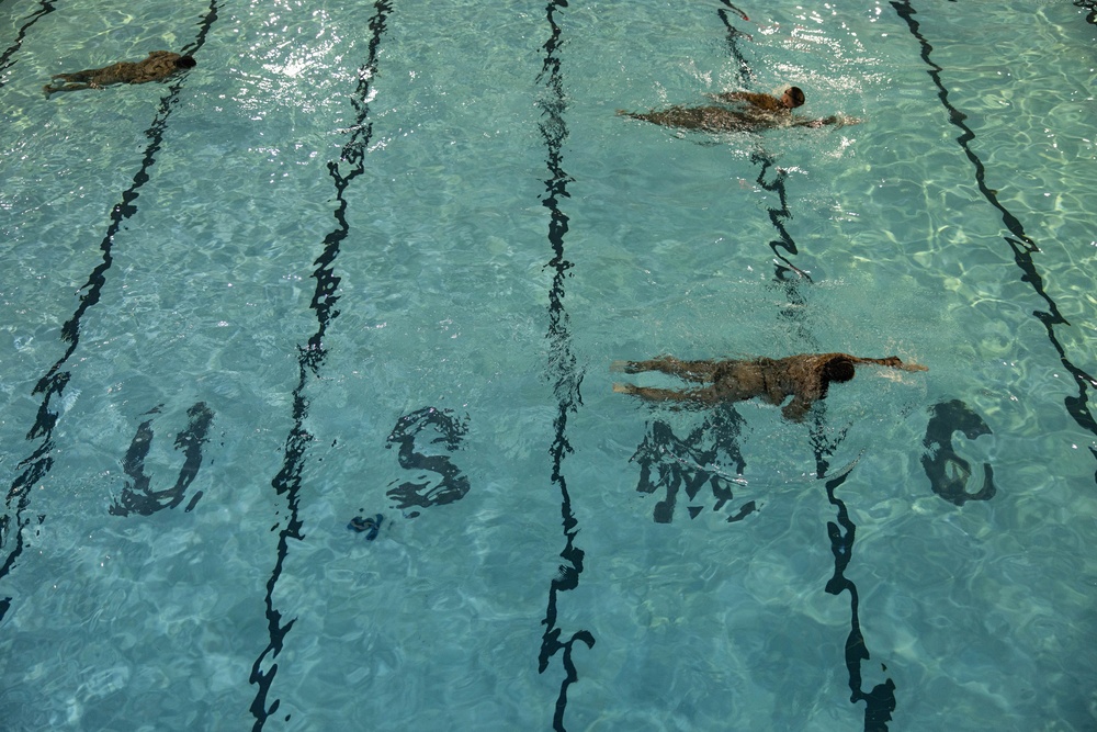 U.S. Marines participate in Water Survival Advanced Course