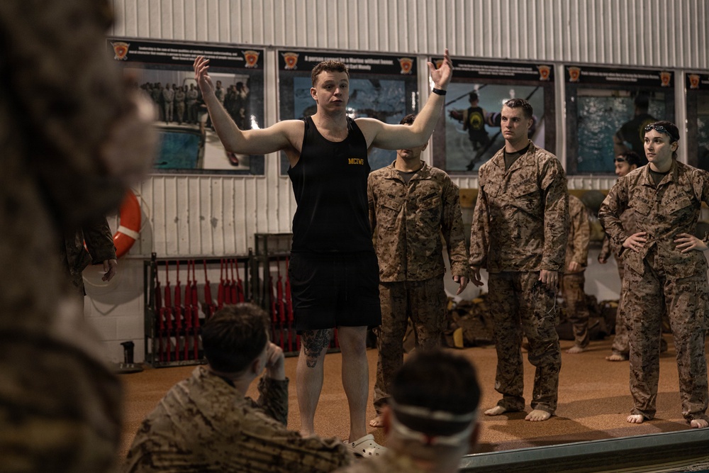 U.S. Marines participate in Water Survival Advanced Course