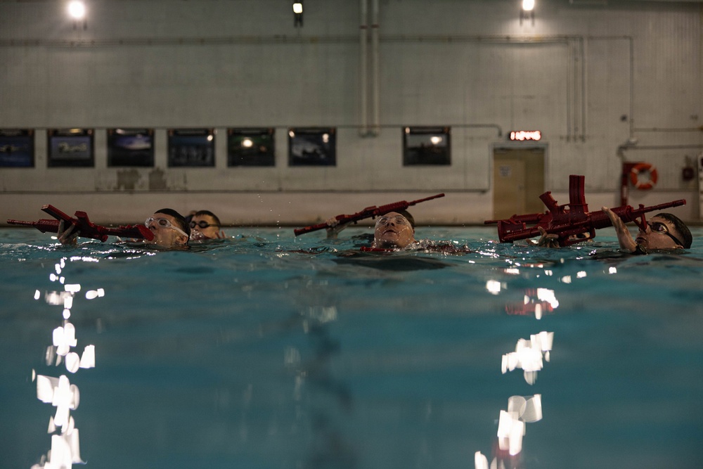 U.S. Marines participate in Water Survival Advanced Course