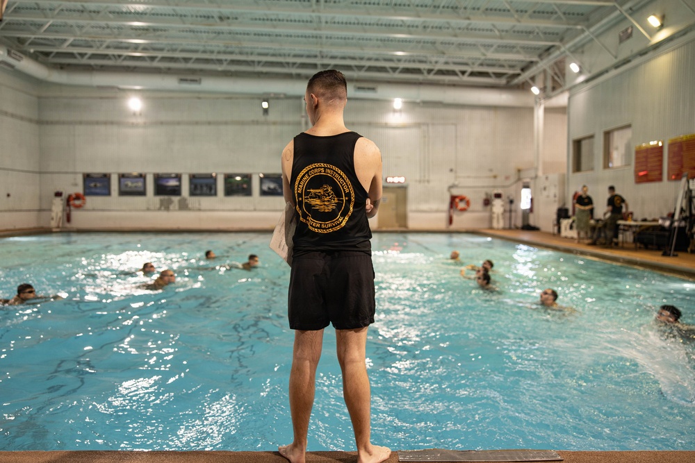 U.S. Marines participate in Water Survival Advanced Course