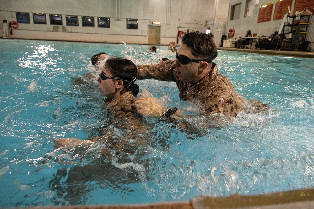 U.S. Marines participate in Water Survival Advanced Course