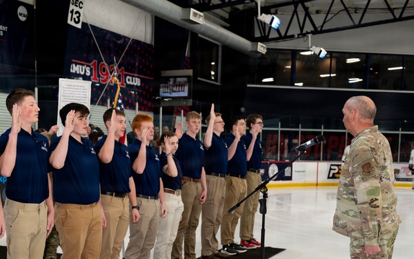 171st ARW Ceremonial Swear in at Robert Morris University Hockey Game