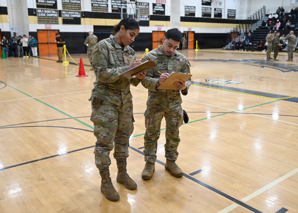 104th Fighter Wing volunteers with JROTC at Regional drill competition