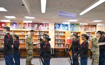 104th Fighter Wing volunteers with JROTC at Regional drill competition