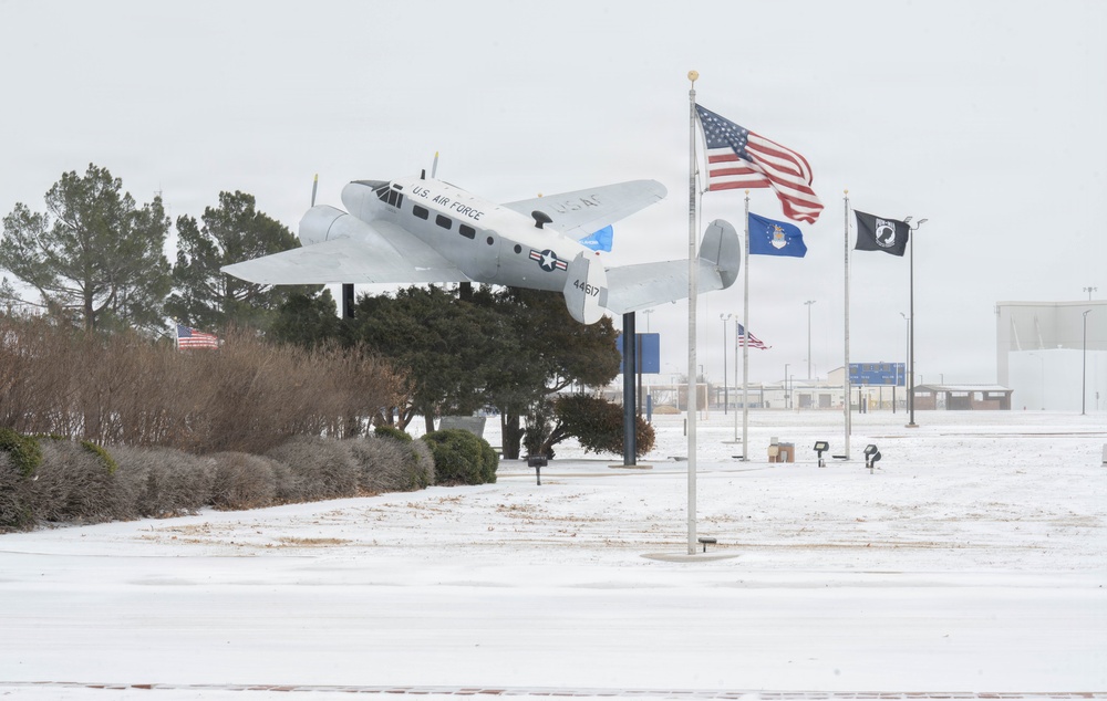 Altus Air Force Base Mission Essential Personnel Work in A Winter Wonderland