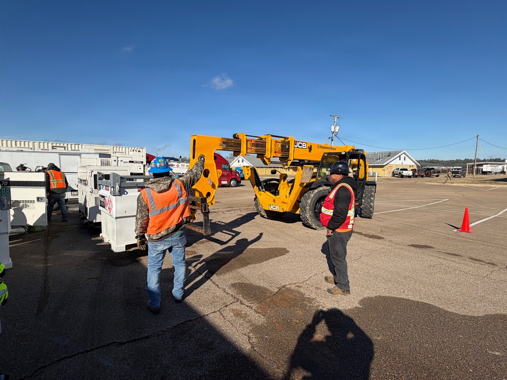 Generator positioning and prep at Camp McCain