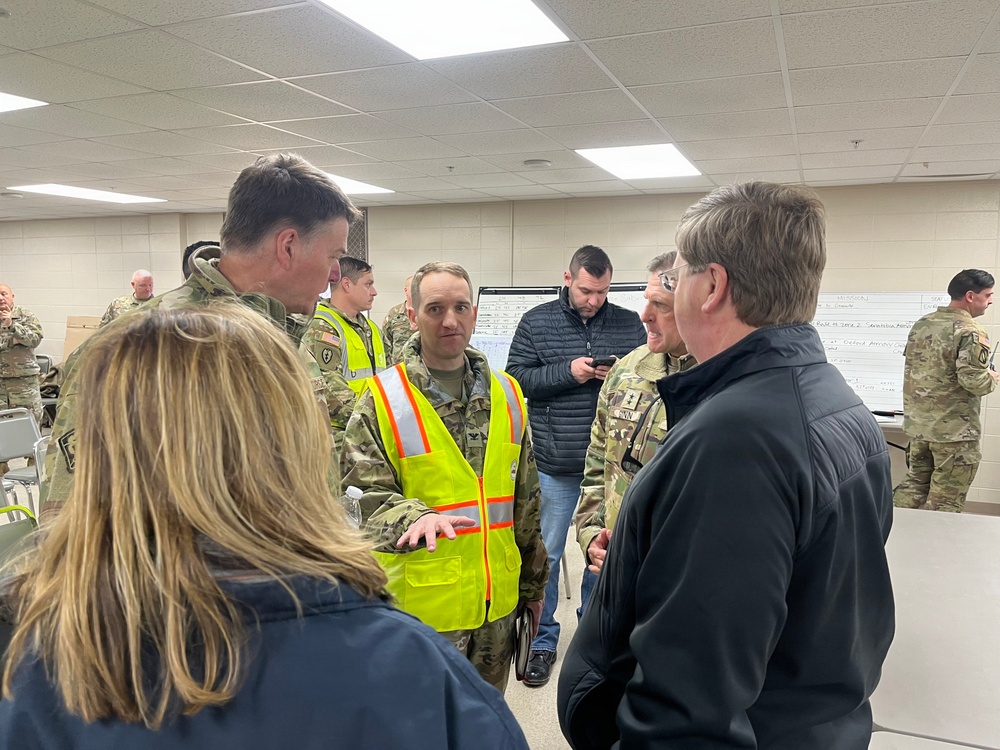 Briefing at Camp McCain with MVK, Governor, MEMA, MS National Guard