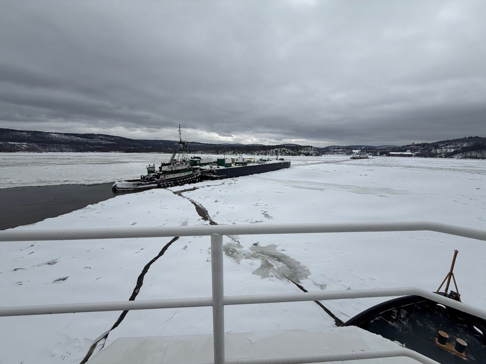 The Coast Guard Cutter Penobscot Bay, responded to a report of the tug Erin Elizabeth beset in ice near Barrytown, New York.