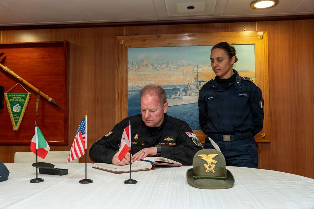 U.S. 2nd Fleet Vice Commander Visits Italian Navy Ship ITS Alpino