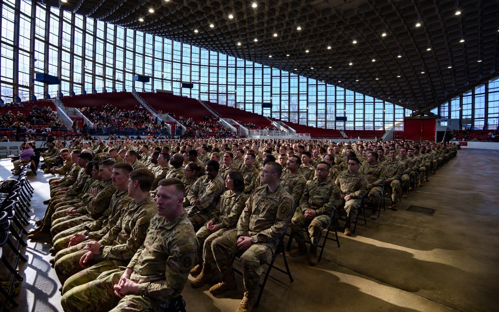 Deployment ceremony for the 1st Battalion, 120th Infantry Regiment.