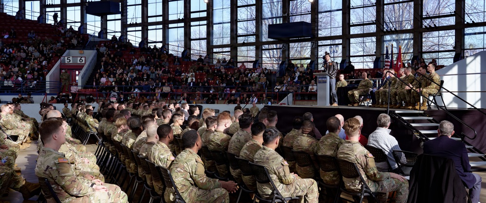 Deployment ceremony for the 1st Battalion, 120th Infantry Regiment.