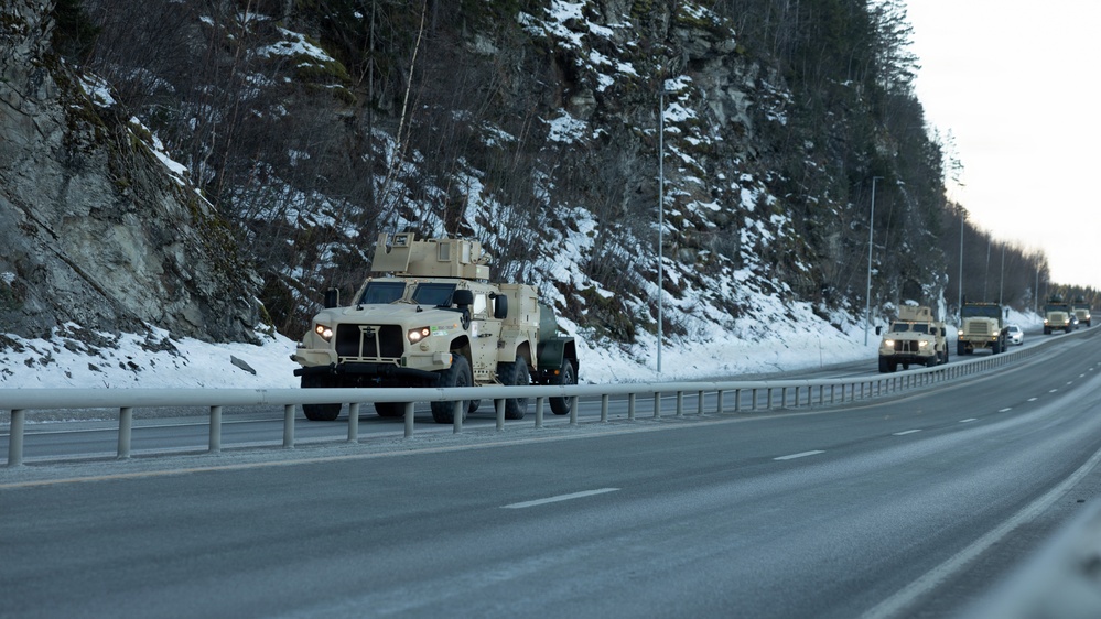 CORE26 | U.S. Marines Conduct Logistics Convoy in Preparation for Exercise Cold Response 26