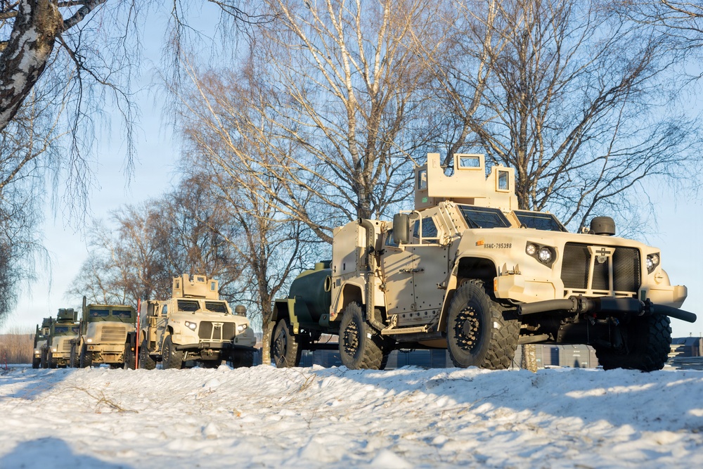 CORE26 | U.S. Marines Conduct Logistics Convoy in Preparation for Exercise Cold Response 26