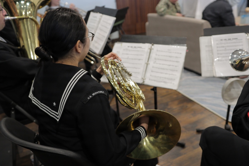 U.S. SEVENTH Fleet Band Performs at USO Grand Reopening