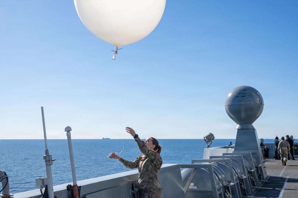 Airmen Assigned to the 45th Weather Squadron Launch Weather Balloons At Sea
