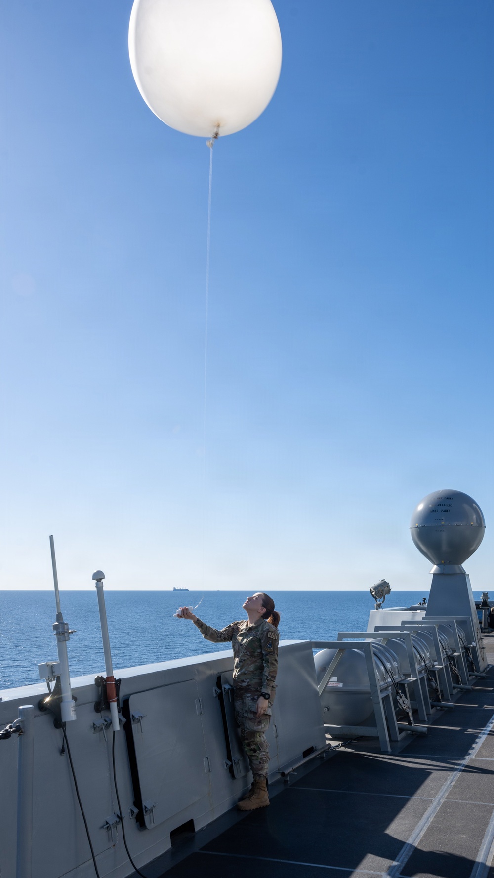 Airmen Assigned to the 45th Weather Squadron Launch Weather Balloons At Sea