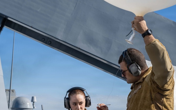 Airmen Assigned to the 45th Weather Squadron Launch Weather Balloons At Sea