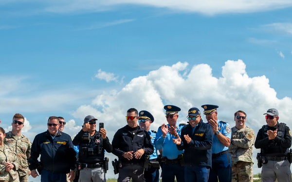 Local police in Aguadilla Puerto Rico visit with 346th EABS defenders