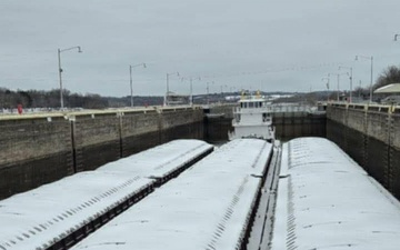 Winter Weather Does Not Slow Navigation at Arthur V. Ormond Lock and Dam