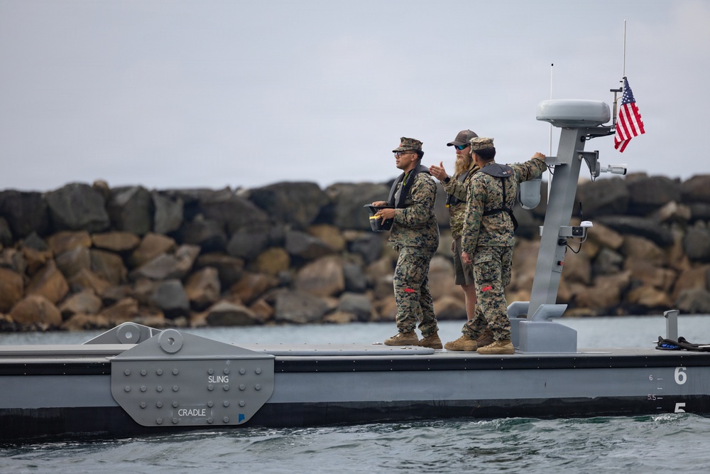 1st MLG Marines test an Autonomous Low-Profile Vessel