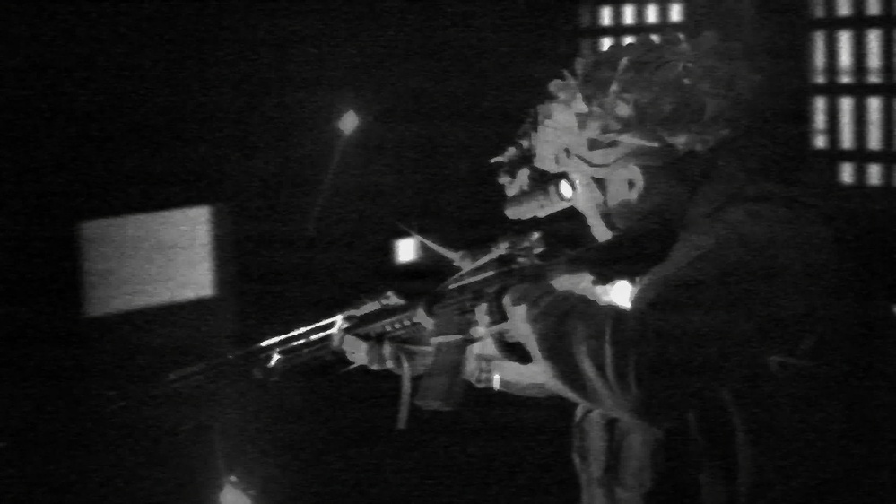 Paratroopers assigned to 3rd Brigade Combat Team, 82nd Airborne Division assault an objective after a joint forcible entry during Panther Avalanche at Fort Bragg, North Carolina, Jan. 28, 2026.