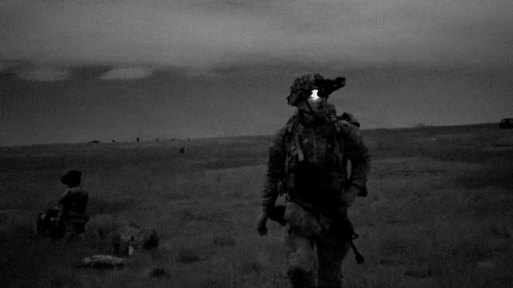 Paratroopers assigned to 3rd Brigade Combat Team, 82nd Airborne Division assault an objective after a joint forcible entry during Panther Avalanche at Fort Bragg, North Carolina, Jan. 28, 2026.