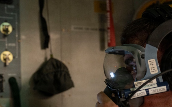 The 14th Airlift Squadron conducts a nighttime dissimular formation flight during Exercise Palmetto Reach