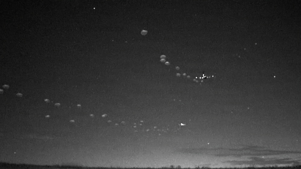 Paratroopers assigned to 3rd Brigade Combat Team, 82nd Airborne Division assault an objective after a joint forcible entry during Panther Avalanche at Fort Bragg, North Carolina, Jan. 28, 2026.