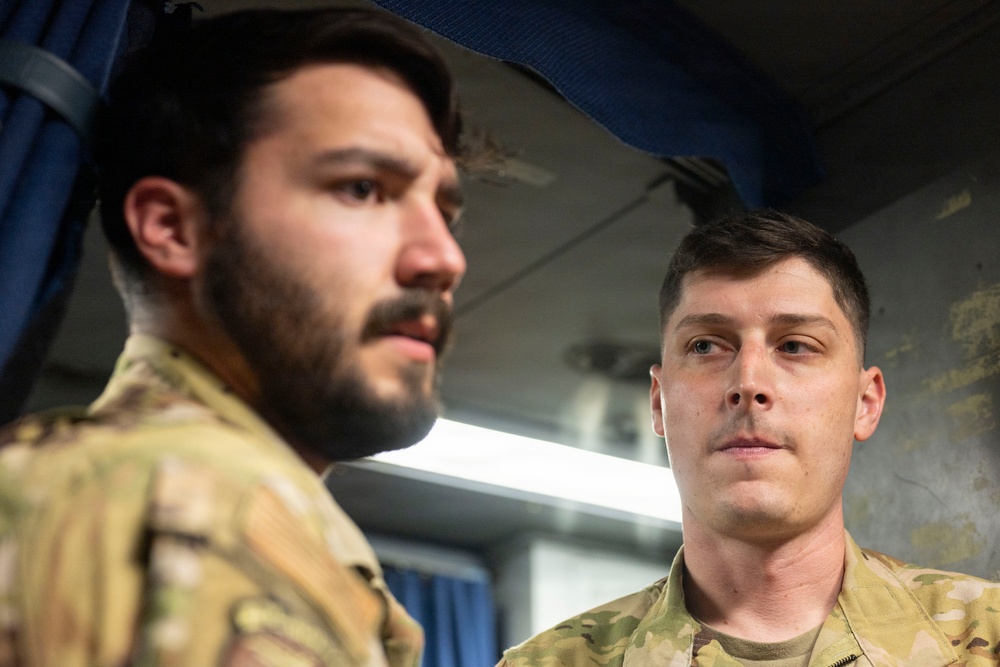 The 14th Airlift Squadron conducts a nighttime dissimular formation flight during Exercise Palmetto Reach