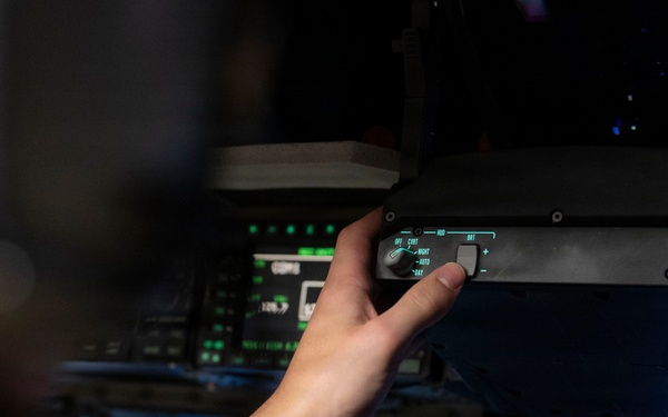 The 14th Airlift Squadron conducts a nighttime dissimular formation flight during Exercise Palmetto Reach