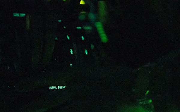 The 14th Airlift Squadron conducts a nighttime dissimular formation flight during Exercise Palmetto Reach