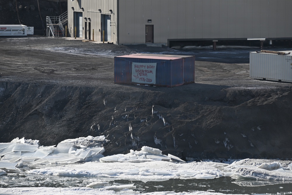 USCGC Polar Star (WAGB 10) escorts motor vessel Stena Polaris through the ice-covered Ross Sea to McMurdo Station during Operation Deep Freeze 2026