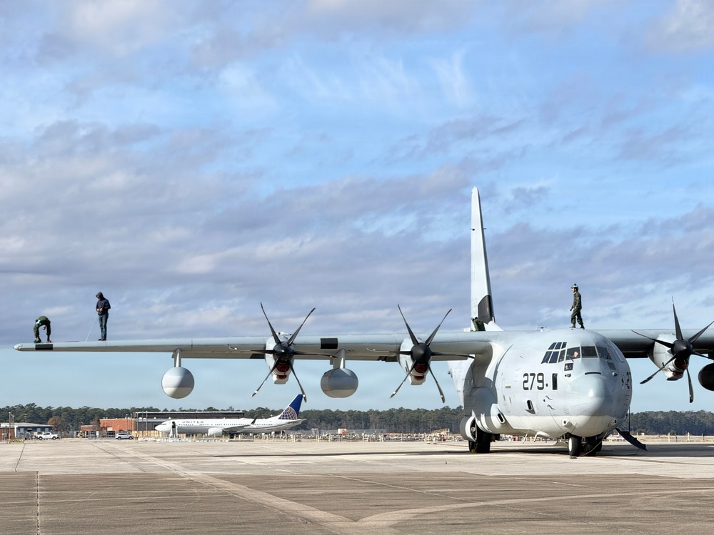 MALS-14 Marines Walk The Wing To Inventory Aircraft Parts at MCAS Cherry Point