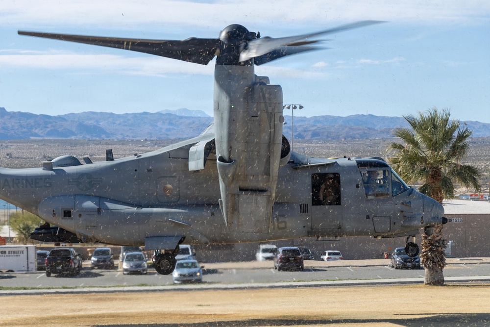 Marine Medium Tiltrotor Squadron (VMM) 266 performs a touch and go
