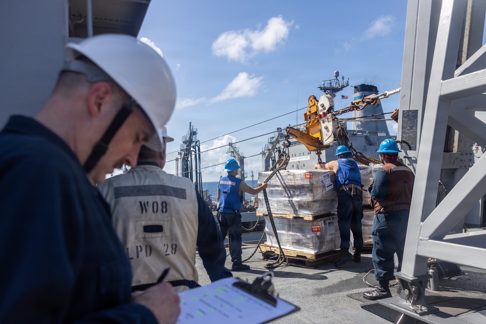 22nd MEU(SOC) | Marines Conduct Replenishment-at-Sea Aboard USS Fort Lauderdale