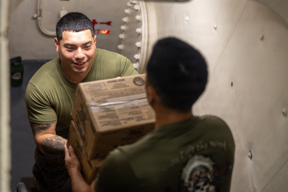 22nd MEU(SOC) | Marines Conduct Replenishment-at-Sea Aboard USS Fort Lauderdale