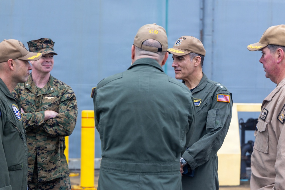 22nd MEU(SOC) | Rear Adm. Carlos Sardiello, 4th Fleet, Visits USS Iwo Jima