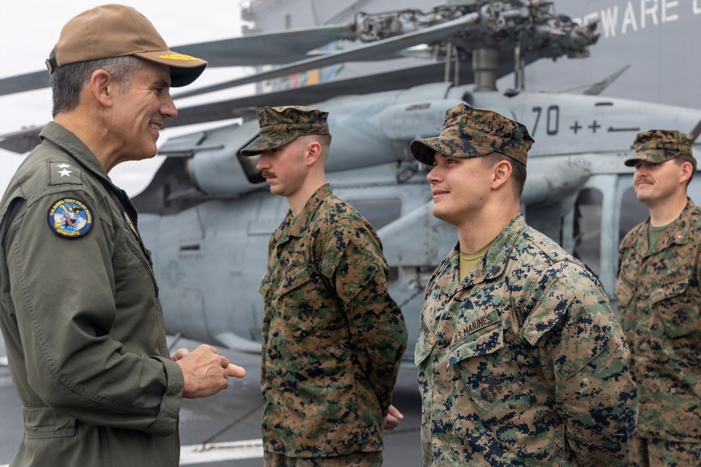 22nd MEU(SOC) | Rear Adm. Carlos Sardiello, 4th Fleet, Visits USS Iwo Jima