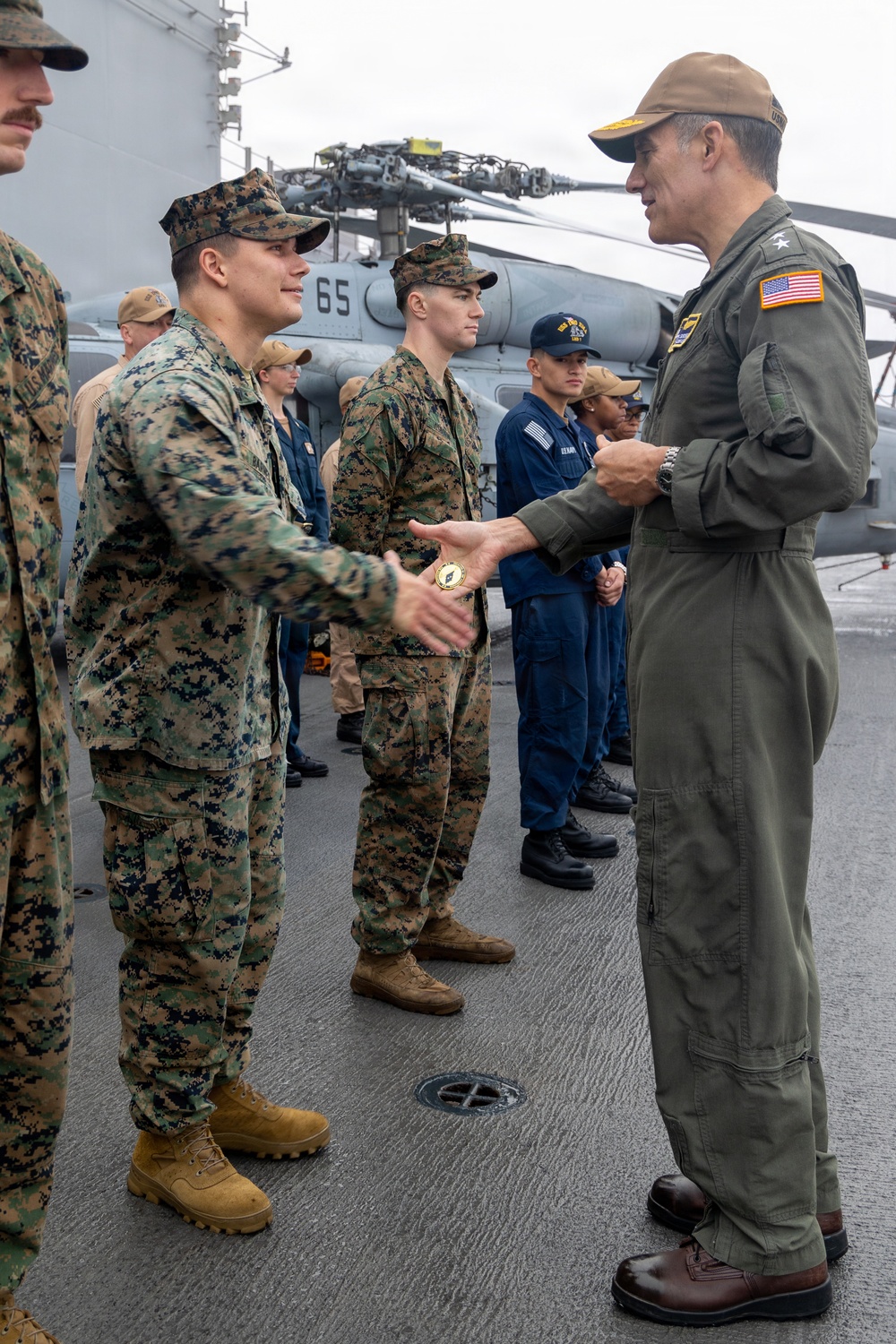 22nd MEU(SOC) | Rear Adm. Carlos Sardiello, 4th Fleet, Visits USS Iwo Jima
