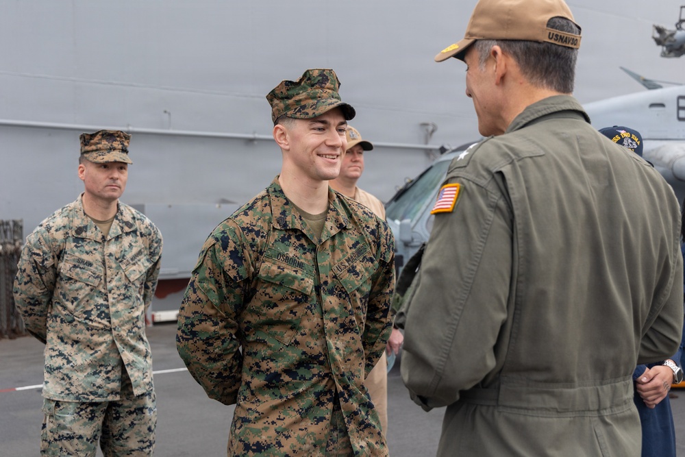 22nd MEU(SOC) | Rear Adm. Carlos Sardiello, 4th Fleet, Visits USS Iwo Jima