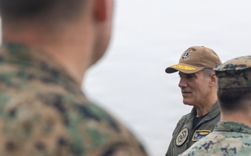 22nd MEU(SOC) | Rear Adm. Carlos Sardiello, 4th Fleet, Visits USS Iwo Jima