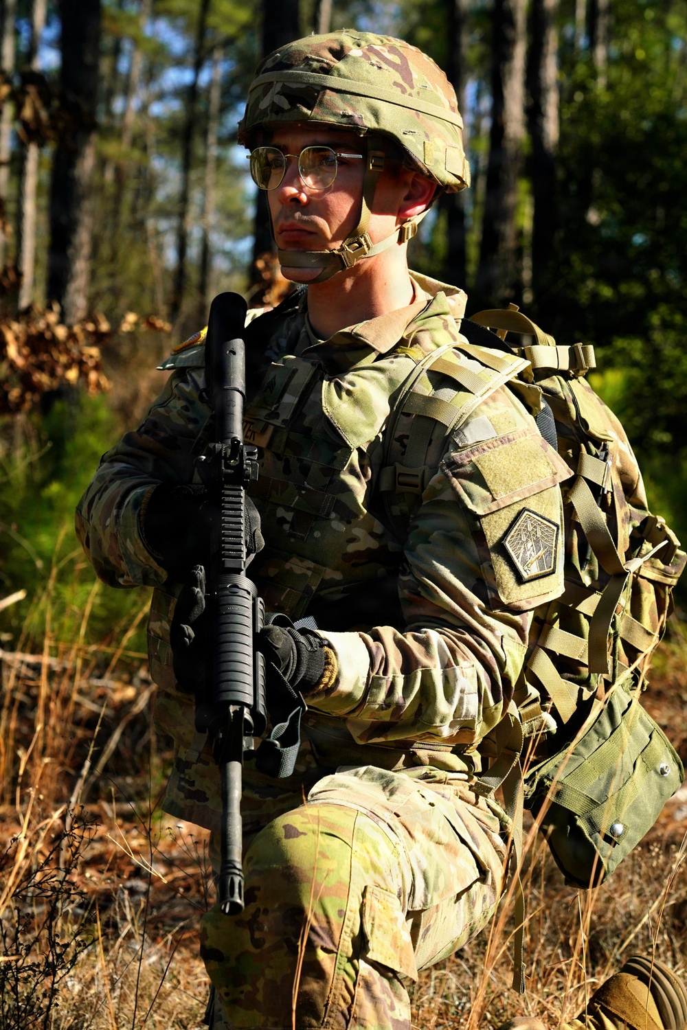 U.S. Army Soldier holds security at medical evacuation site