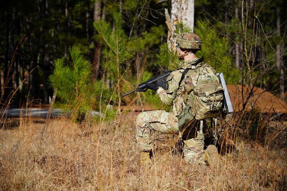 U.S. Army Soldier holds security at medical evacuation site