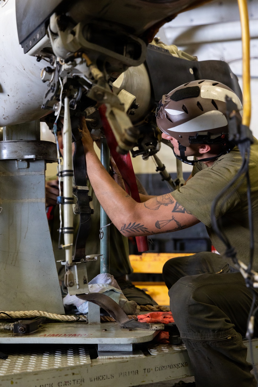22nd MEU(SOC) | U.S. Marines Conduct Maintenance on a MV-22B Osprey Engine