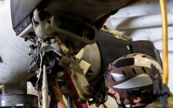 22nd MEU(SOC) | U.S. Marines Conduct Maintenance on a MV-22B Osprey Engine