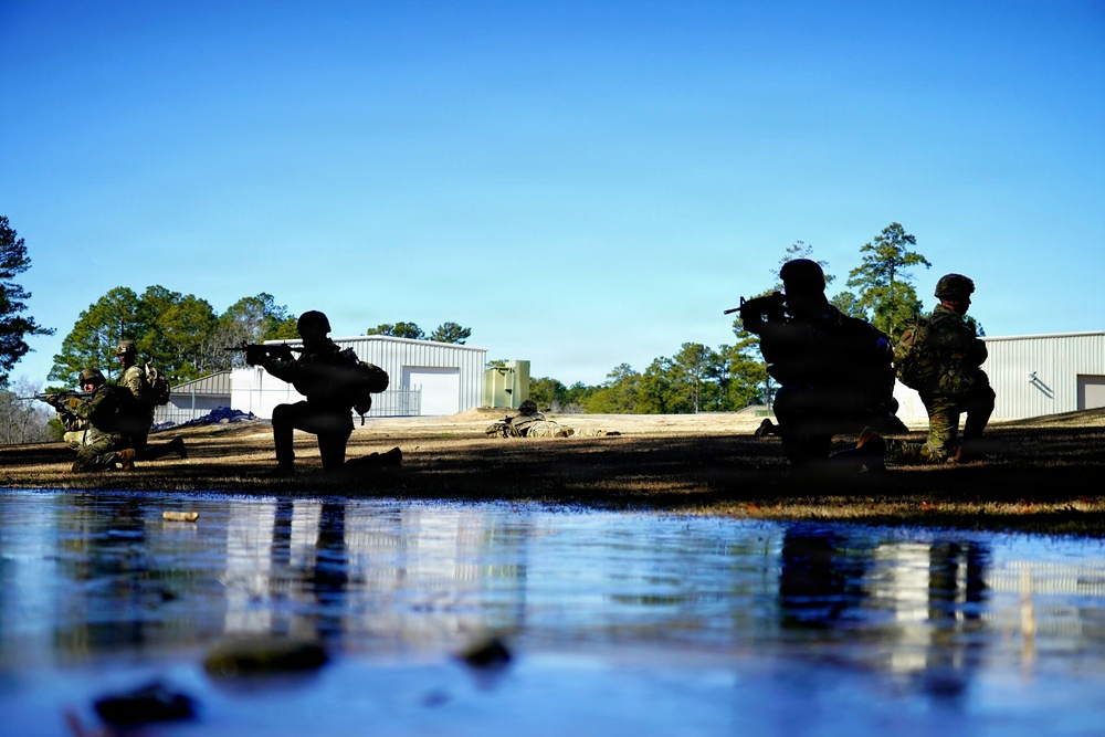 U.S. Army Soldiers conduct a security halt during training
